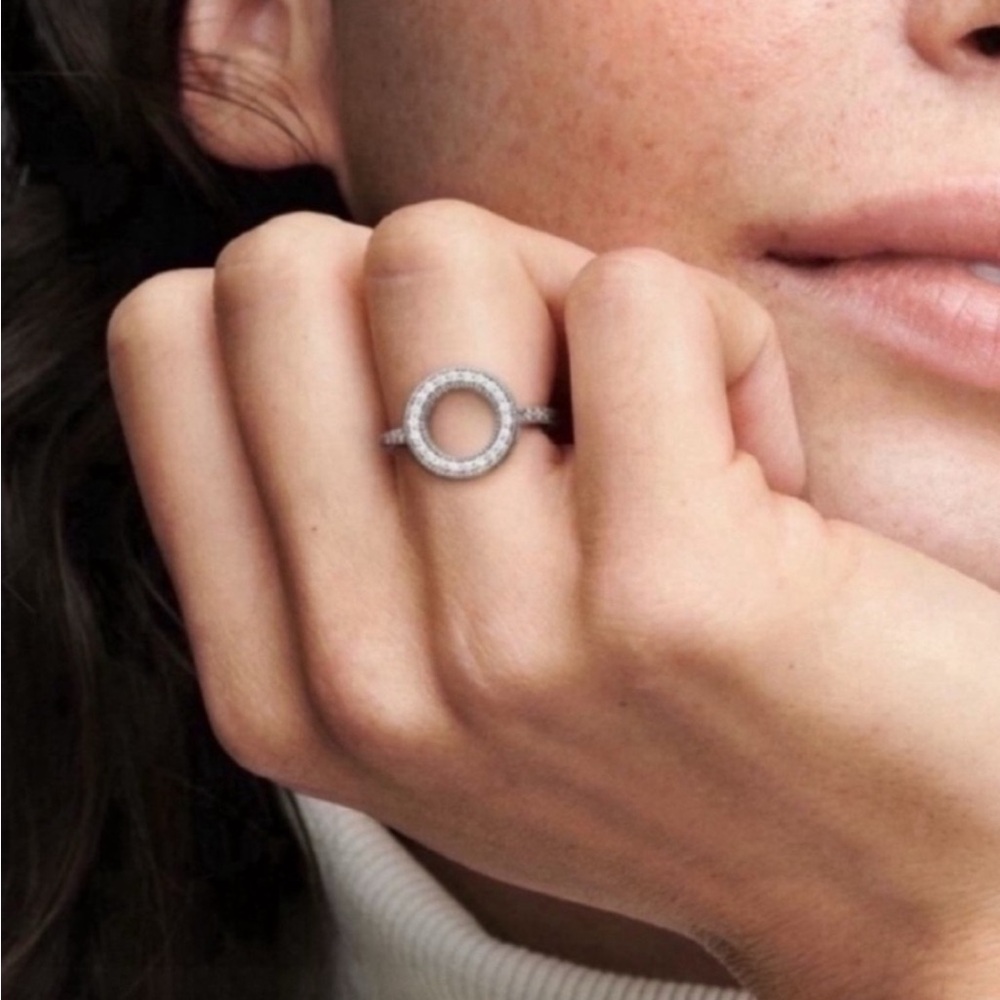 Elegant PANDORA Silver Circle Ring
